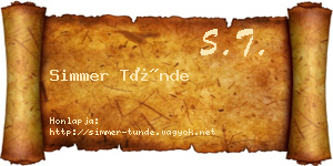 Simmer Tünde névjegykártya